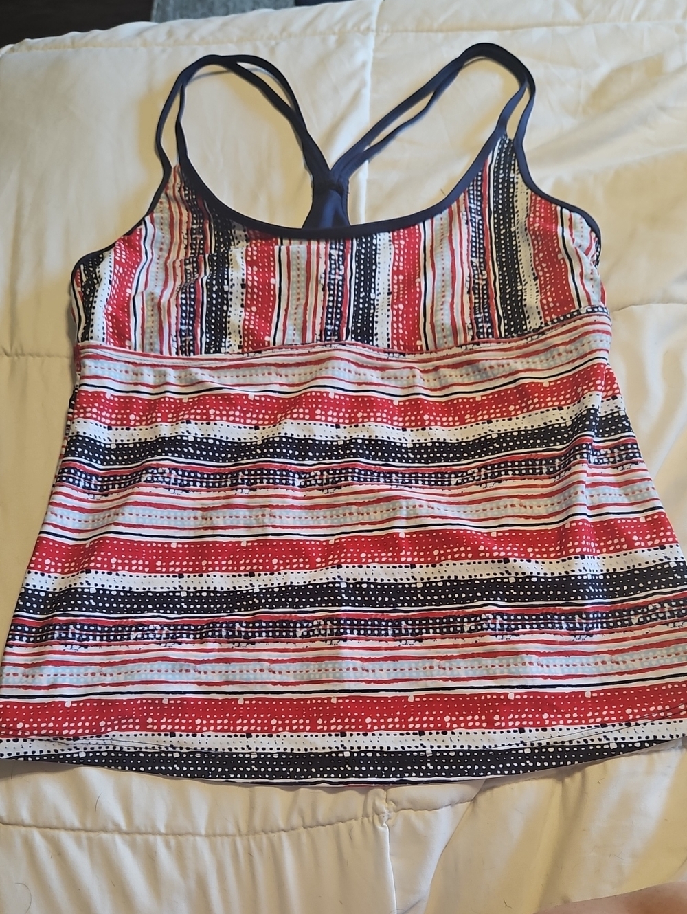 Striped Red & Navy Women’s Tankini Top